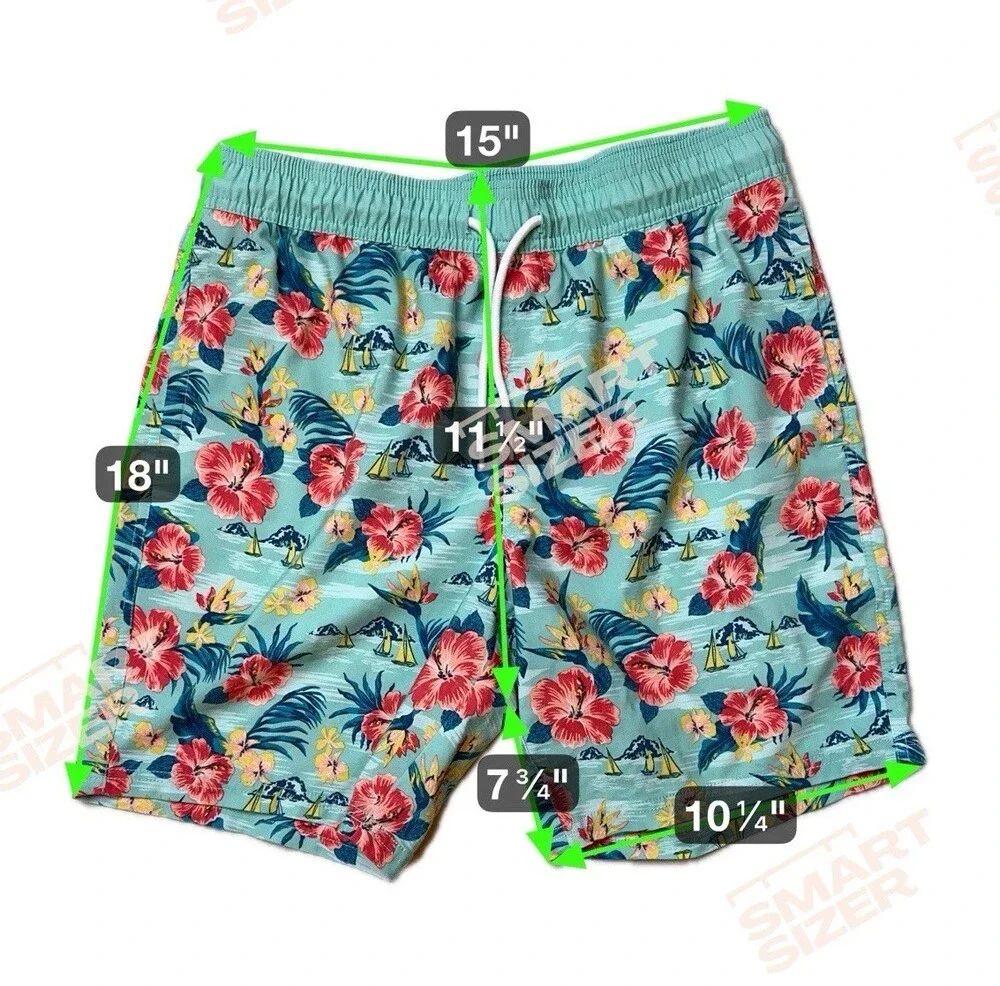 Hawaiian Board Shorts Blue Red Floral Men’s MEDIUM Valor Collective